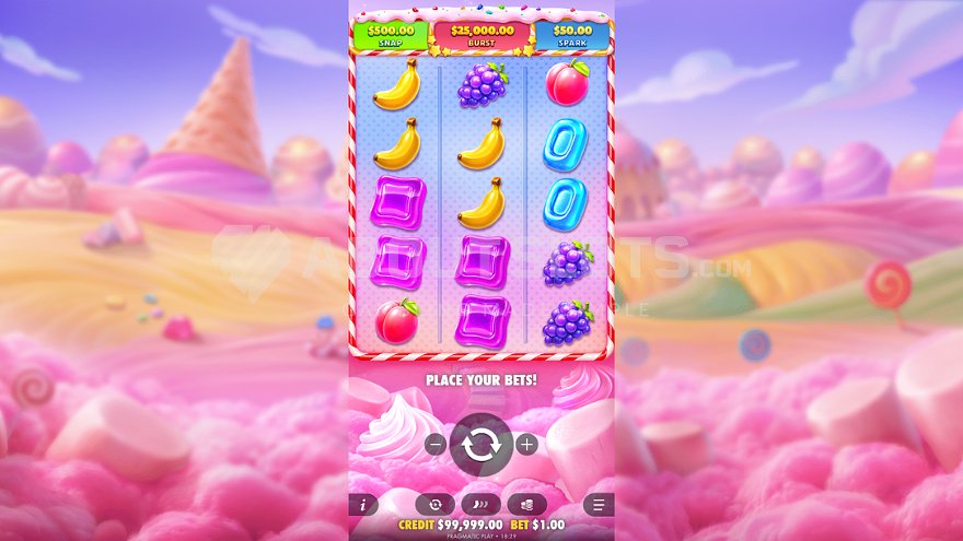 Sweet Bonanza Pop demo: tablero con frutas, caramelos y símbolo POP